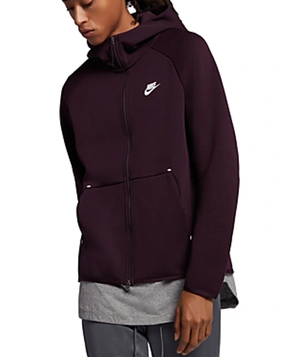 Shop Nike Tech Fleece Color-block Hoodie In Burgundy Ash/white