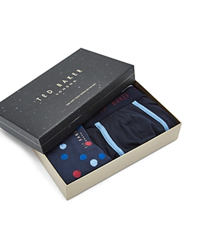 Shop Ted Baker Surfer 2-piece Boxer Shorts & Sock Gift Set In Navy