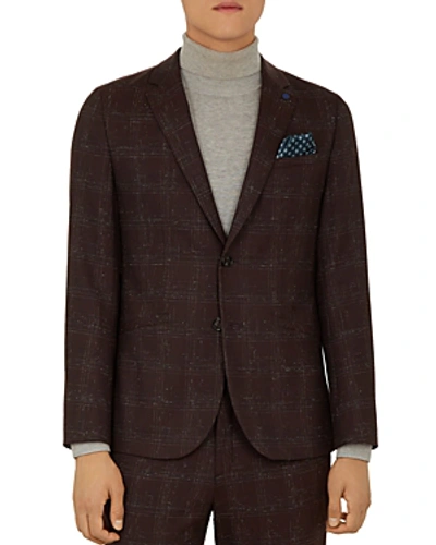 Shop Ted Baker Ddar Boucle-check Relaxed Fit Sport Coat In Dark Red