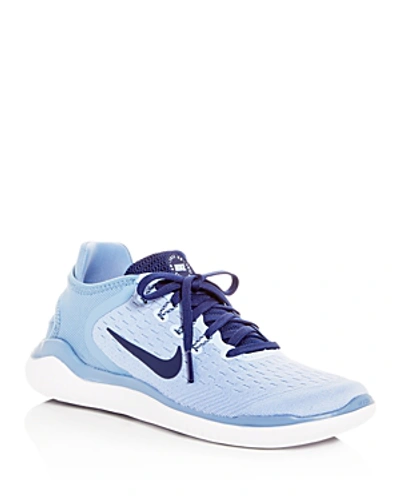 Shop Nike Women's Free Rn 2018 Lace-up Sneakers In Aluminum/blue