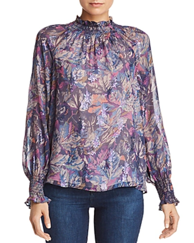 Shop Rebecca Taylor Giverny Floral Blouse In Amethyst Combo
