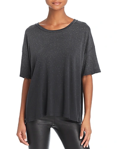 Shop Current Elliott Current/elliott The Roadie Glitter Relaxed Tee In Caviar With Silver Spray