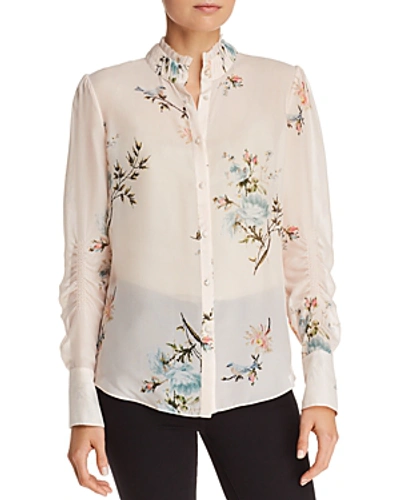 Shop Joie Elzie Silk Floral Blouse In Rose Bud