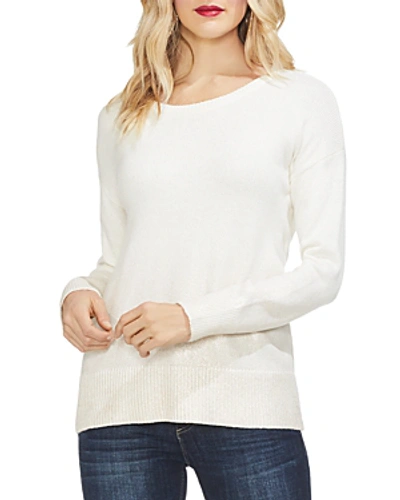 Shop Vince Camuto Drop-shoulder Foiled Ombre Sweater In Antique White
