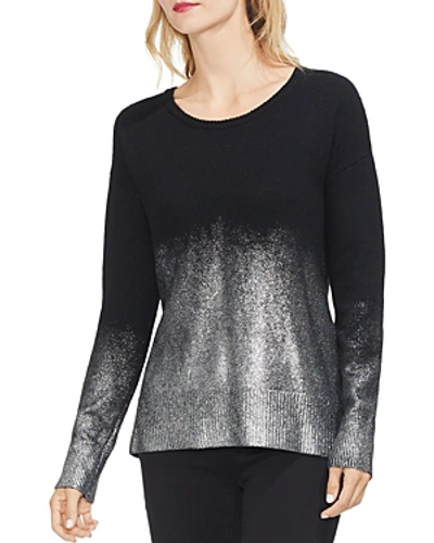 Shop Vince Camuto Drop-shoulder Foiled Ombre Sweater In Rich Black