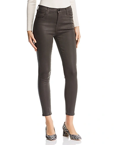 Shop J Brand Alana Coated Crop Skinny Jeans In Ivy Vine In Coated Ivy Vine