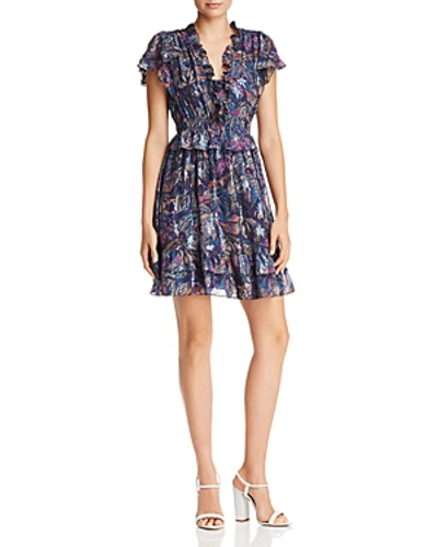 Shop Rebecca Taylor Giverney Fleur Print Dress In Amethyst Combo