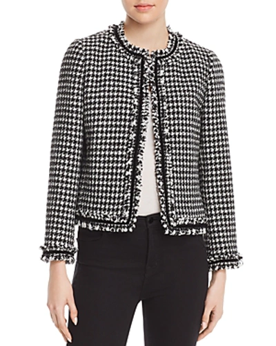 Shop Kate Spade New York Houndstooth Tweed Jacket In Black/cream