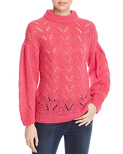 Shop Kate Spade New York Pointelle Drop Shoulder Sweater In Begonia Bloom