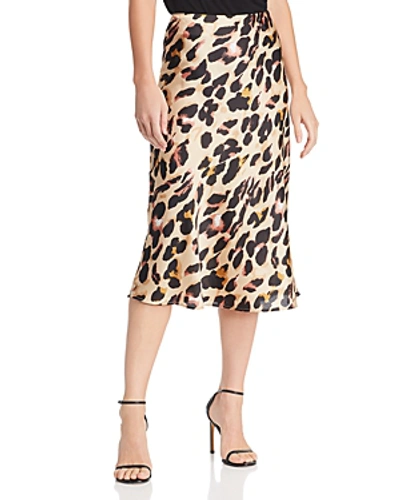 Shop Cotton Candy La Leopard Print Midi Skirt In Tan