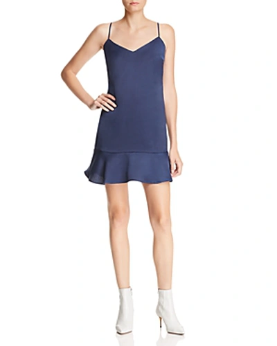 Shop Lucy Paris Flounce-hem Slip Dress - 100% Exclusive In Navy