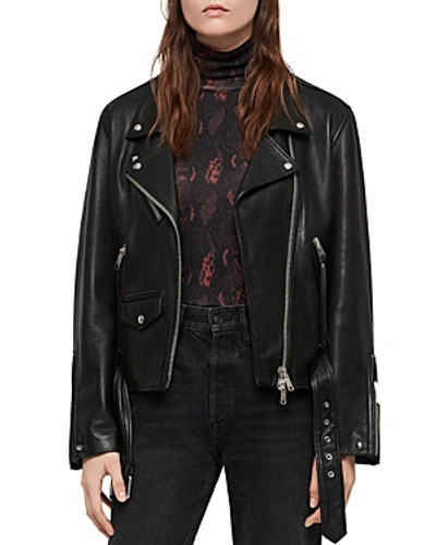 Shop Allsaints Billie Leather Biker Jacket In Black