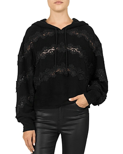 Shop The Kooples Lace-inset Hoodie In Black