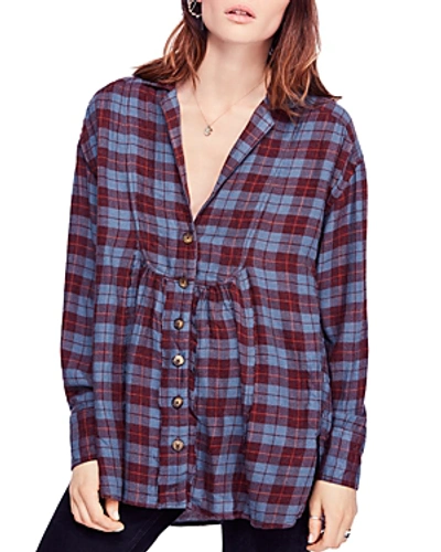 Shop Free People All About The Feels Plaid Top In Plum