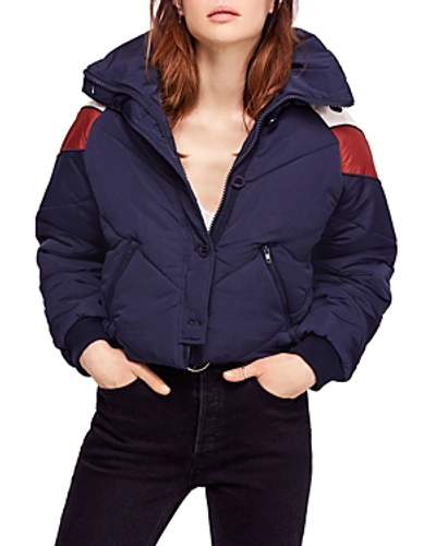 Shop Free People Heidi Ski Cropped Puffer Jacket In Navy