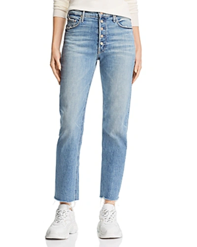 Shop Mother Pixie Dazzler Ankle Fray Straight-leg Jeans In Secret Sister