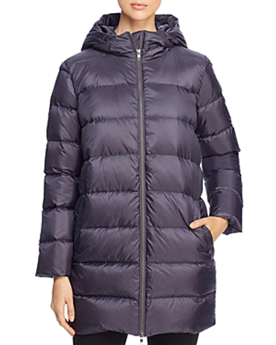 Shop Eileen Fisher Hooded Down Puffer Coat In Charcoal/ash