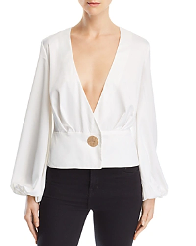 Shop Finders Keepers Pompeii Front-button Peplum Blouse In Ivory