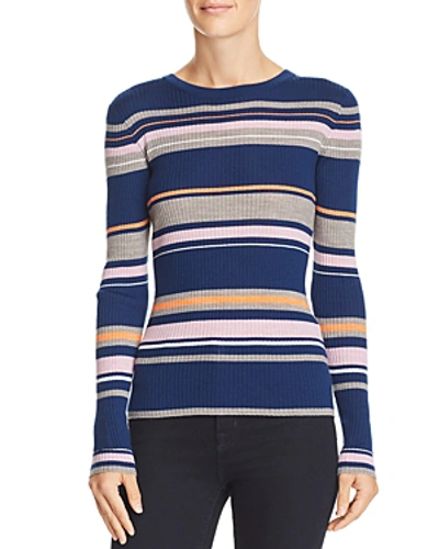 Shop Frame Striped Rib-knit Top In Lilac Mult