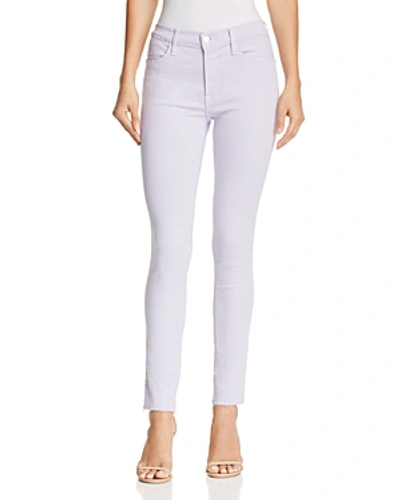 Shop Frame Le High Skinny Raw-edge Jeans In Lavender