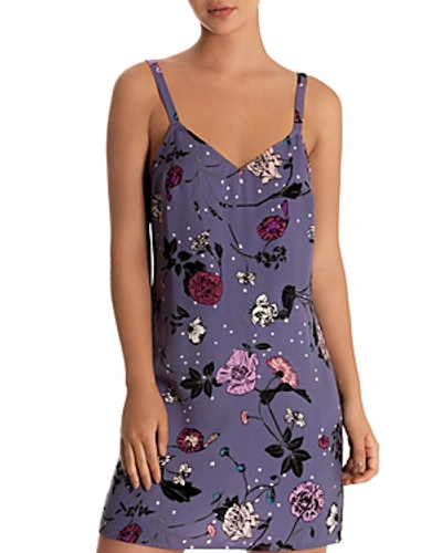 Shop Midnight Bakery Satin Floral-print Chemise In Black
