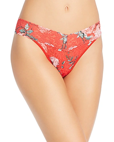 Shop Hanky Panky Original-rise Printed Lace Thong In Holiday Floral