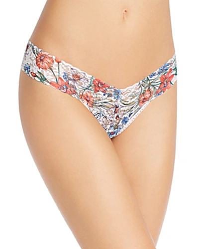 Shop Hanky Panky Low-rise Printed Lace Thong In Cruise Fleur