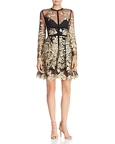 Shop Bronx And Banco Golden Rose Mini Dress In Black/gold