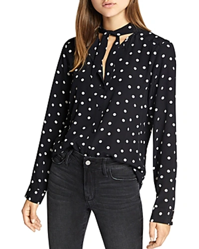 Shop Sanctuary Nightingale Dotted Tie Neck Top In Black Dots