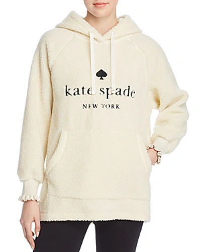Shop Kate Spade New York Logo Sherpa Hoodie In Cream