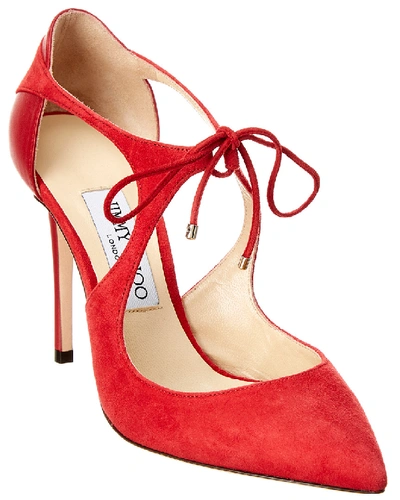 Shop Jimmy Choo Vanessa 100 Suede & Leather Pump In Pink