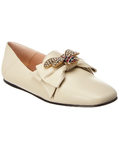 Shop Gucci Leather Ballet Flat In White