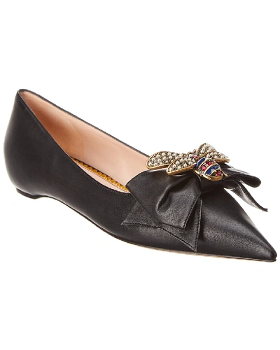 Shop Gucci Leather Flat In Black