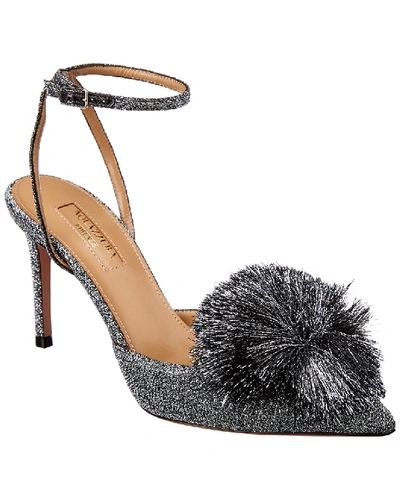 Shop Aquazzura Powder Puff Sling 85 Lurex Pump In Metallic