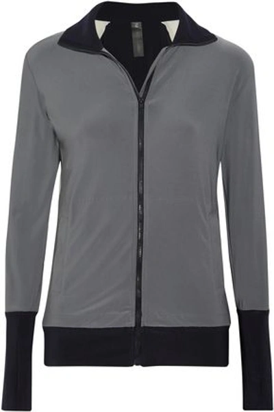 Shop Norma Kamali Woman Color-block Stretch-jersey Jacket Gray