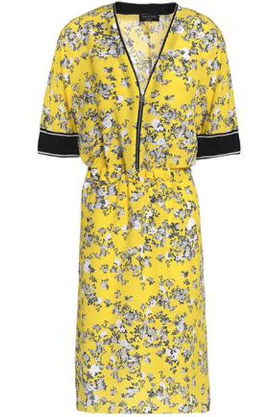 Shop Rag & Bone Woman Floral-print Silk Crepe De Chine Dress Yellow