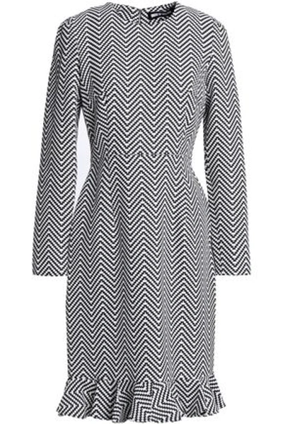 Shop House Of Holland Woman Fluted Cotton-blend Jacquard Dress Gray