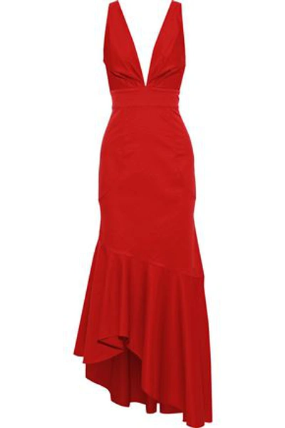 Shop Sachin & Babi Woman Asymmetric Faille Gown Crimson