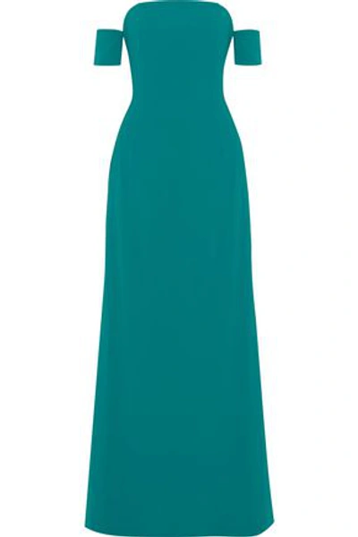 Shop Sachin & Babi Off-the-shoulder Crepe Gown In Teal