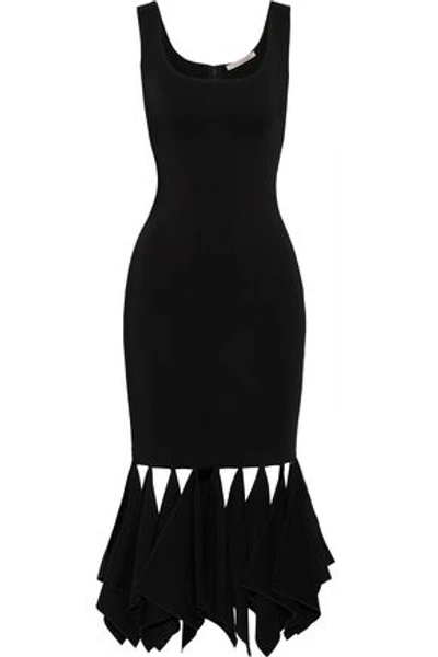 Shop Christopher Kane Woman Appliquéd Stretch-crepe Midi Dress Black