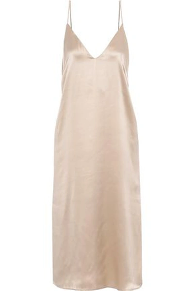 Shop Anine Bing Woman Gemma Silk-satin Slip Dress Neutral