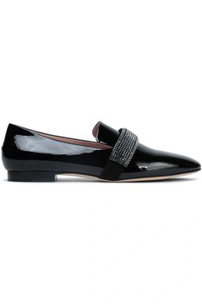 Shop Christopher Kane Woman Embellished Patent-leather Slippers Black