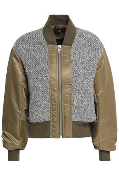 Shop Rag & Bone Woven-paneled Cotton-shell Bomber Jacket In Army Green