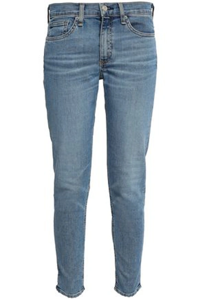 Shop Rag & Bone Woman Faded Mid-rise Skinny Jeans Mid Denim