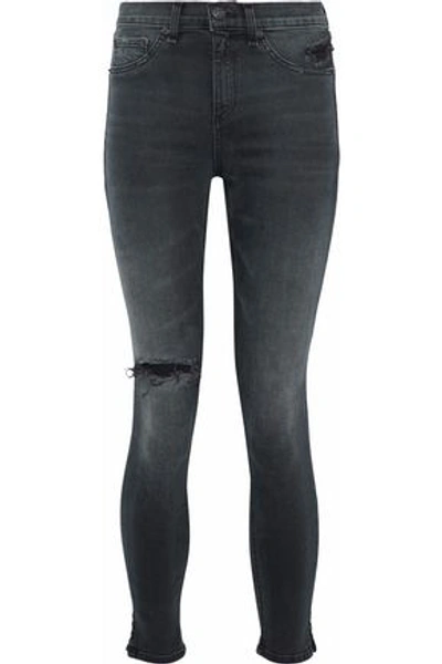 Shop Rag & Bone Woman Distressed Faded High-rise Skinny Jeans Charcoal