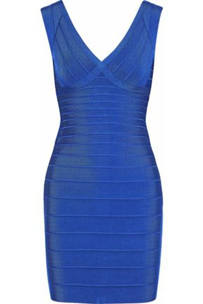 Shop Herve Leger Hervé Léger Woman Karima Bandage Mini Dress Cobalt Blue