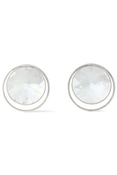 Shop Maison Margiela Woman Silver-tone Crystal Earrings Silver