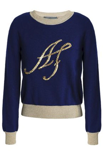 Shop Alberta Ferretti Wool And Cashmere-blend Sweater In Royal Blue