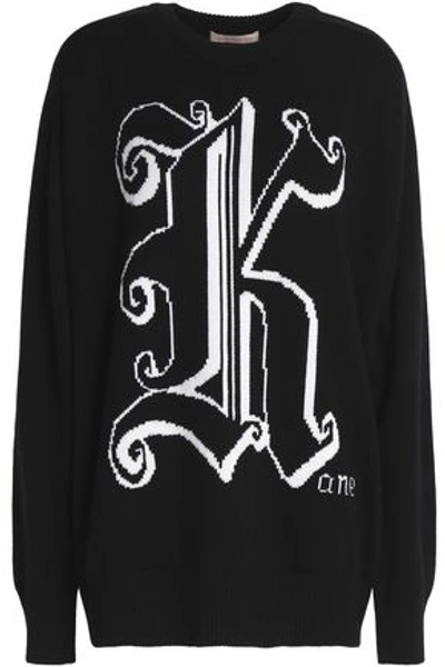 Shop Christopher Kane Intarsia Wool Sweater In Black