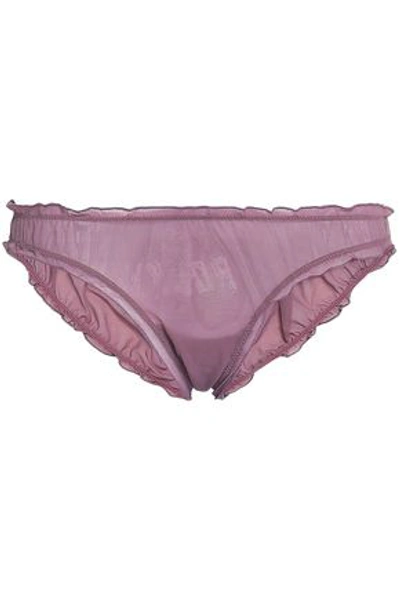 Shop Love Stories Woman Embroidered Tulle Low-rise Briefs Lavender